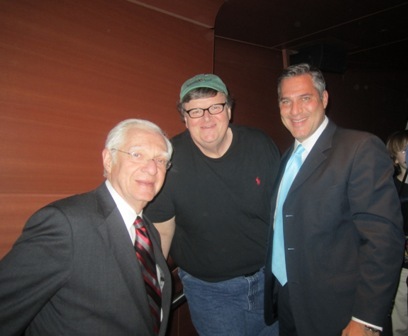 Leon Wildes, Michael Wildes and Michael Moore at Screening of LennonNYC
